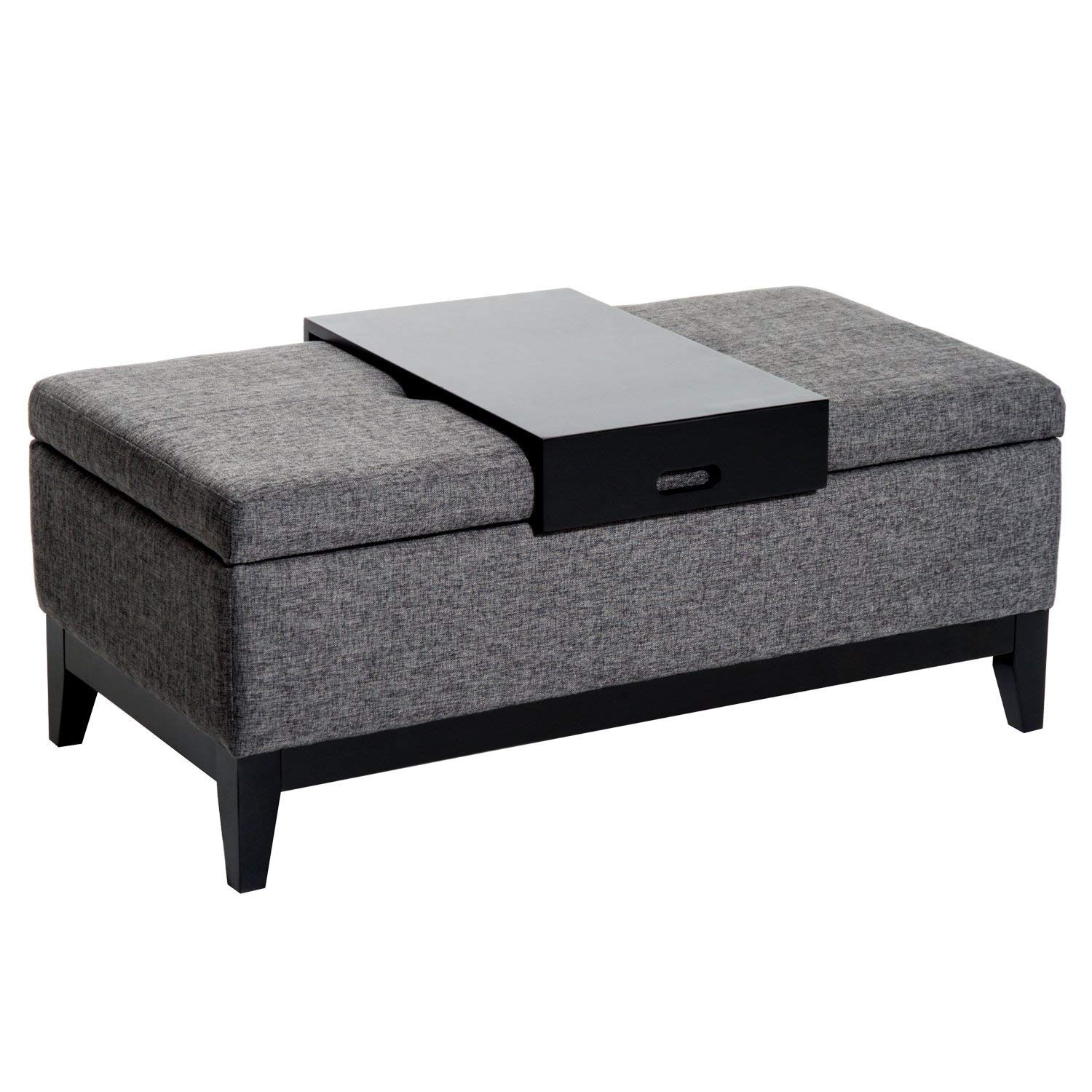 Shop Homcom 42 Rectangular Linen Fabric Storage Ottoman Bench