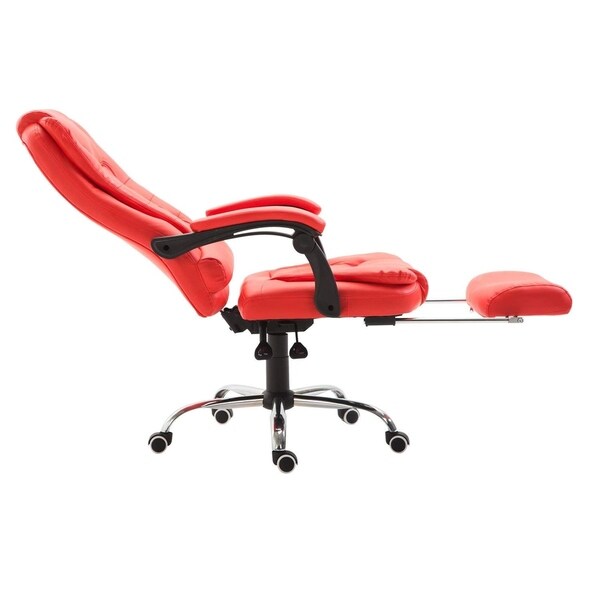 HomCom High Back Reclining PU Leather Executive Home Office Red N/A HomCom High Back Reclining PU Leather Executive Home Office Red N/A