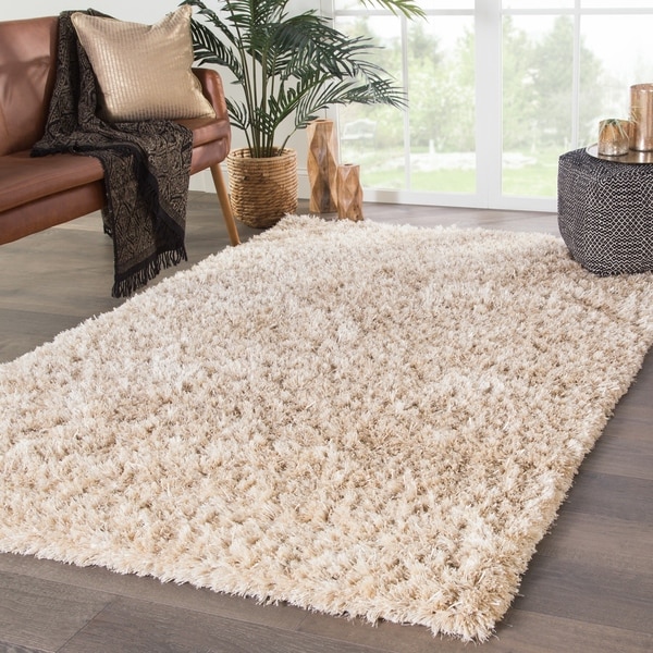 Shop Axel Shag Solid Ivory/ Gold Area Rug - 8&#39; x 10&#39; - On Sale - Free Shipping Today - Overstock ...