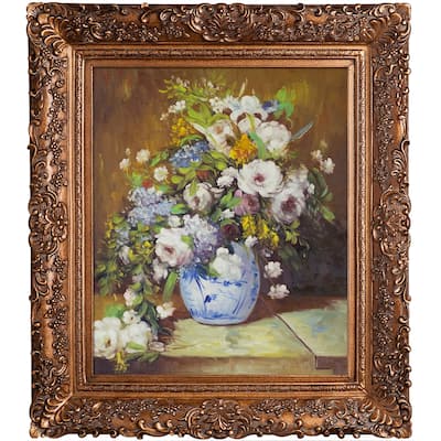 La Pastiche Pierre-Auguste Renoir 'Grande Vase Di Fiori' Hand Painted Oil Reproduction