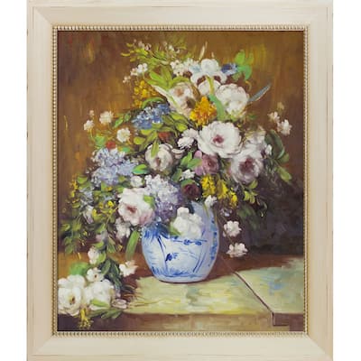 La Pastiche Pierre-Auguste Renoir 'Grande Vase Di Fiori' Hand Painted Oil Reproduction