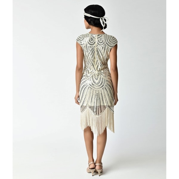 cream flapper dress