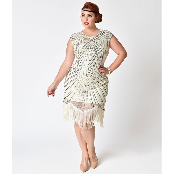 silver fringe flapper dress