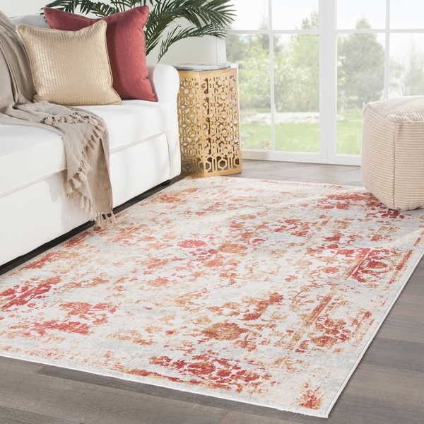 Nuala Floral Red/ Light Gray Area Rug - 8'10" x 11'9"