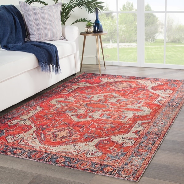 The Curated Nomad Howard Indoor/ Outdoor Medallion Red/ Blue Area Rug - 7'6 x 9'6 - 7'6" x 9'6"