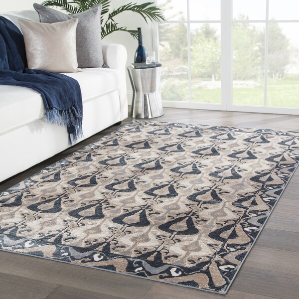 Ricco Ikat Blue/ Beige Area Rug - 5' x 8'