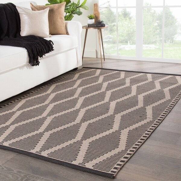 Nikki Chu Mira Indoor Outdoor Trellis Beige Black Area Rug Nikki Chu Mira Indoor Outdoor Trellis Beige Black Area Rug 5 X27