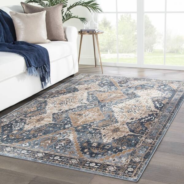 Gallant Geometric Blue Beige Area Rug 5 X 8 Overstock 22466110