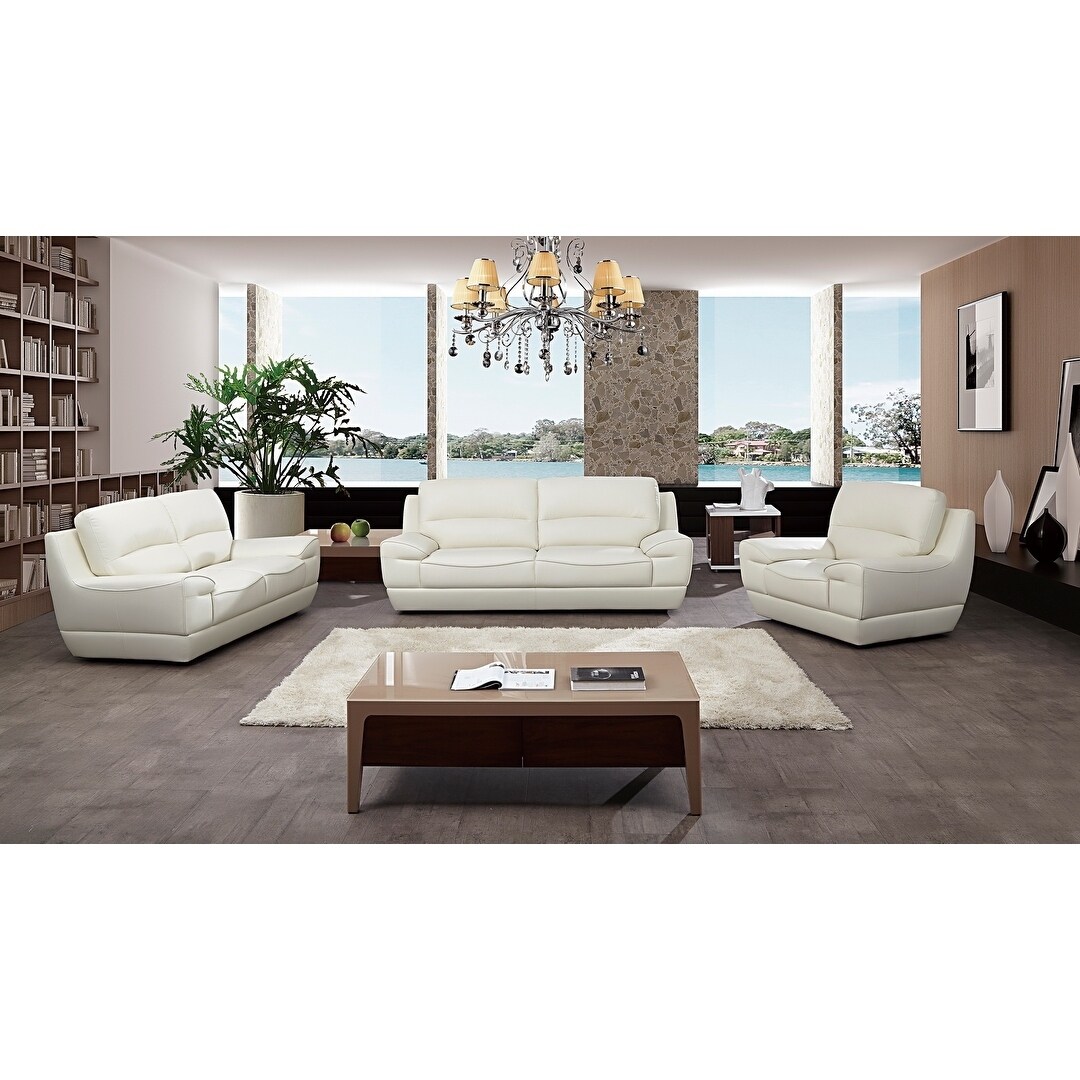 Shop Modern Pillow Top White Italian Leather Sofa Free Shipping