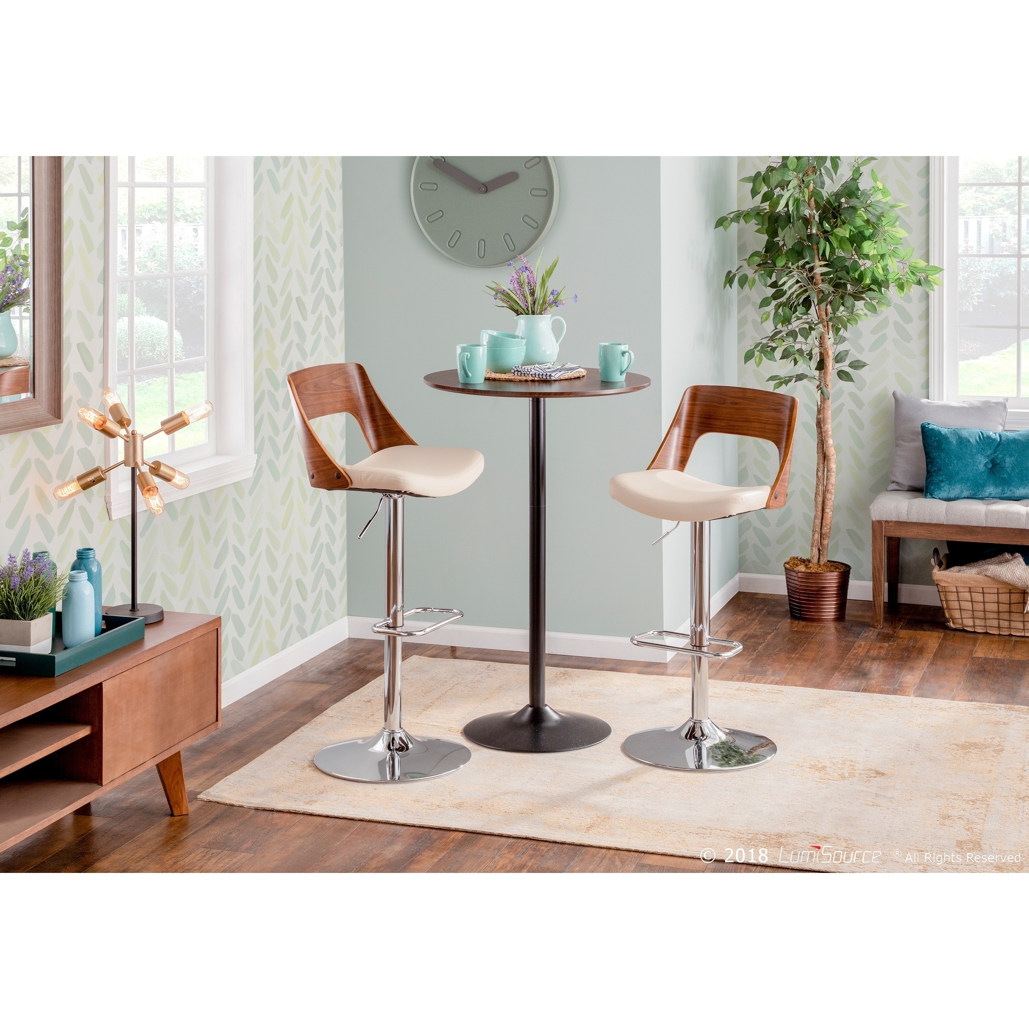 Pebble Mid-Century Modern Adjustable Dining to Bar Table ...