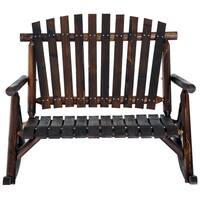Outsunny 2 Person Fir Wood Rustic Outdoor Patio Adirondack Rocking Chair Bench