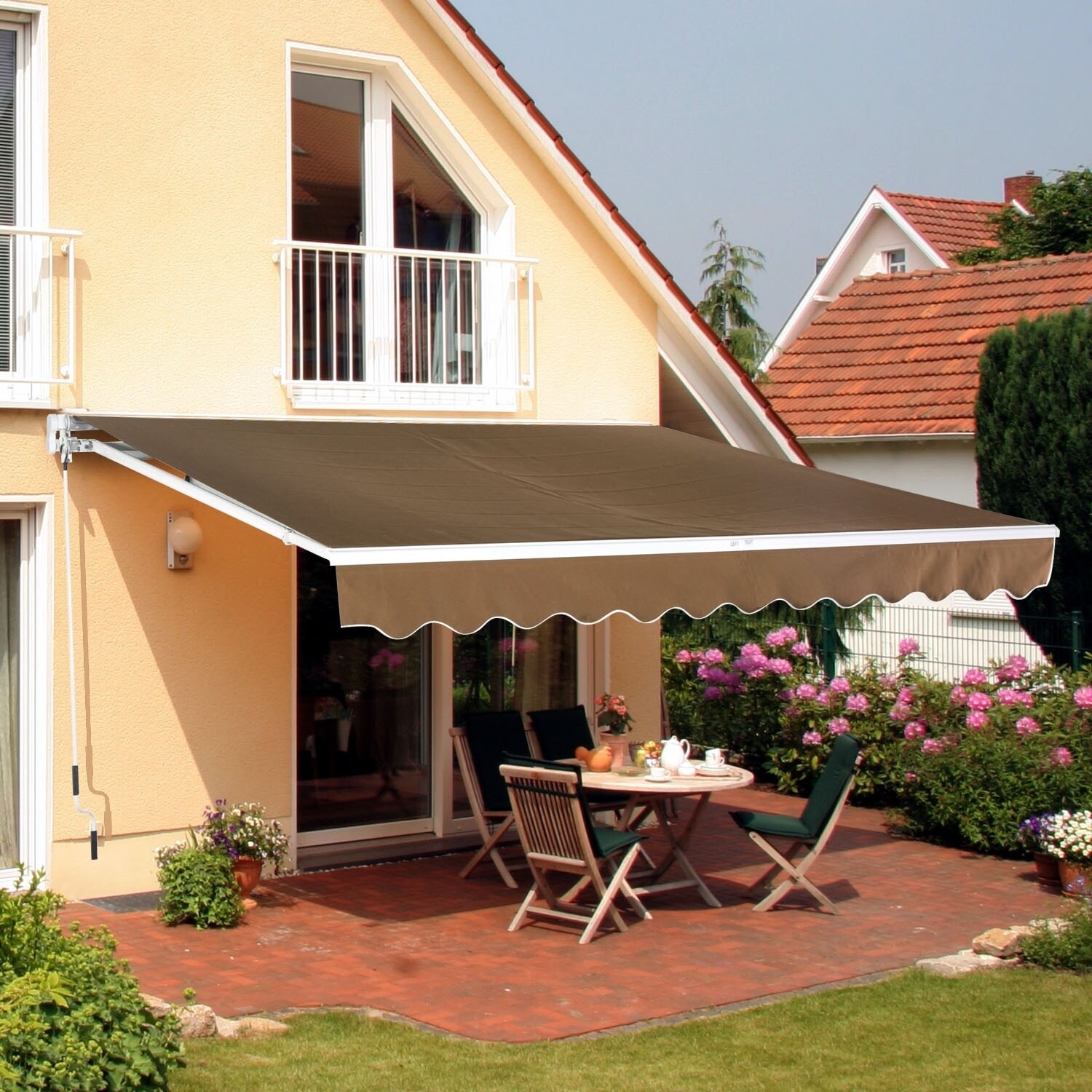 Manual Retractable Sun Shade Patio Awning Coffee 13' x 8' 842525117203 ...