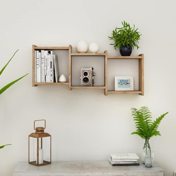 Wall Floating Shelves, 3 Tier Rustic Geometric Decorative Shelf