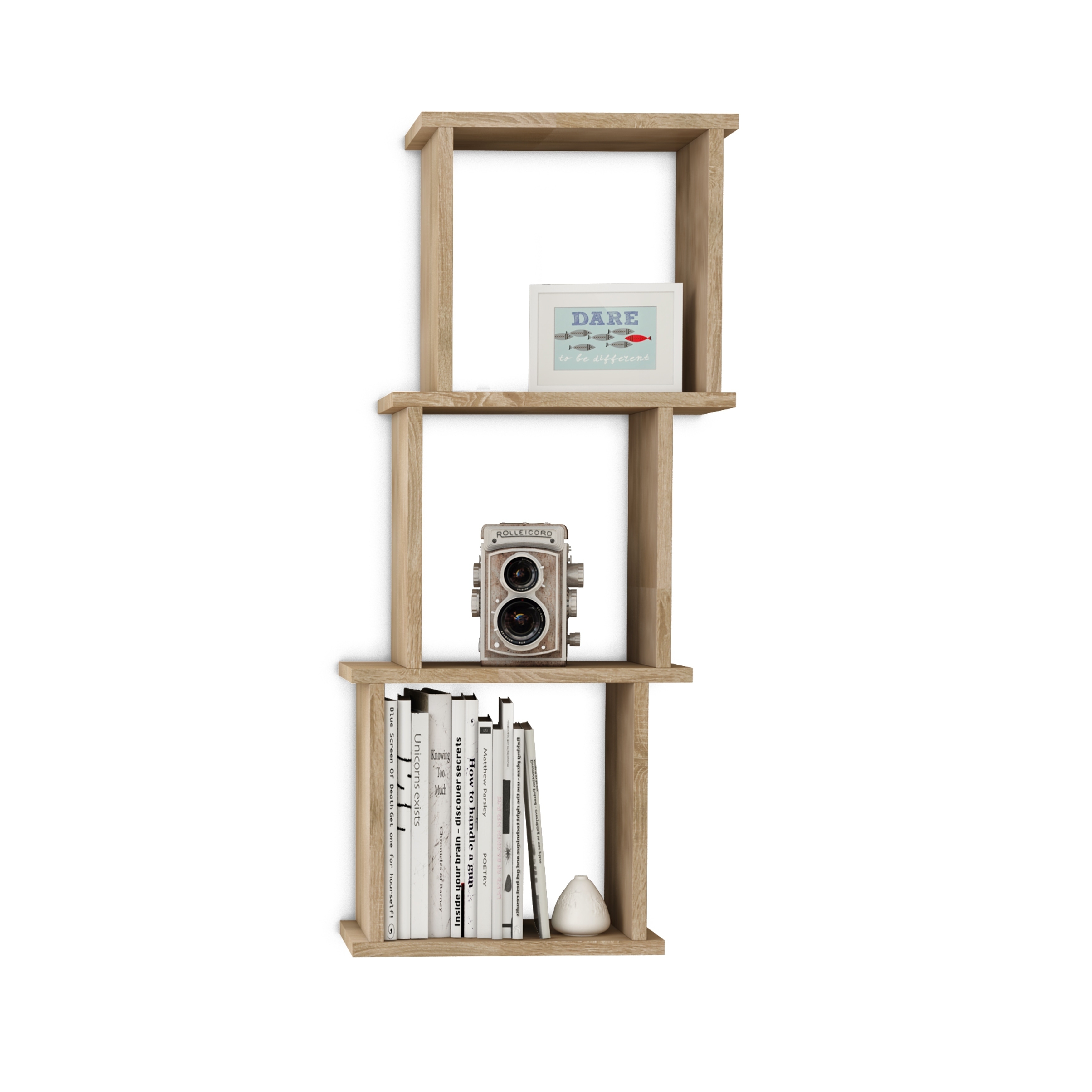 Danya B 35.5 in. 3-Cube White Cubby Organizer Wall Shelf with Ledges Horizontal or Vertical