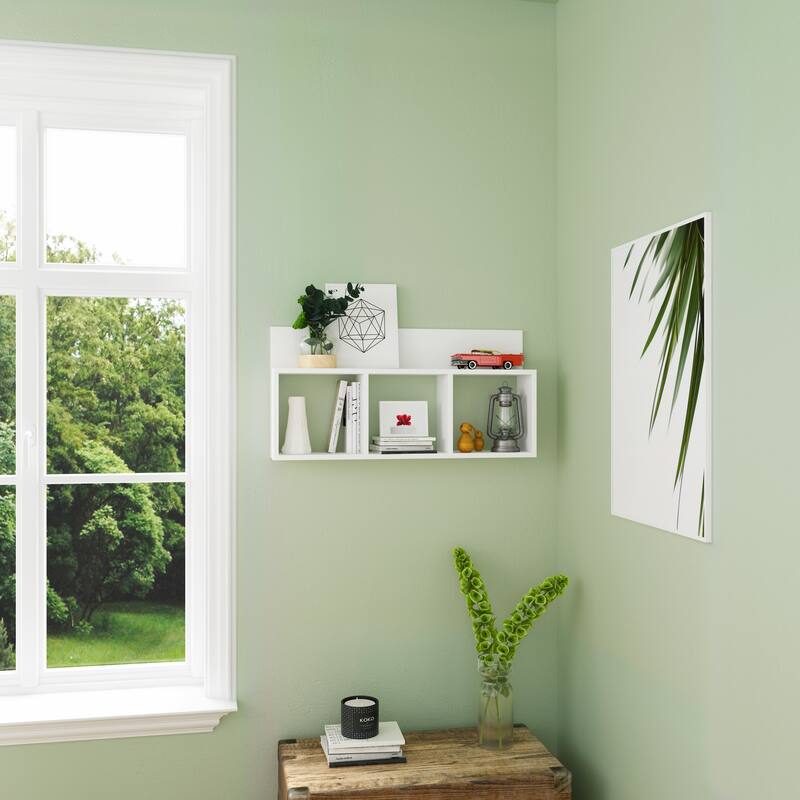 Triple Cubed Floating Cubbie Shelf - White