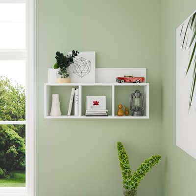 Triple Cubed Floating Cubbie Shelf - White