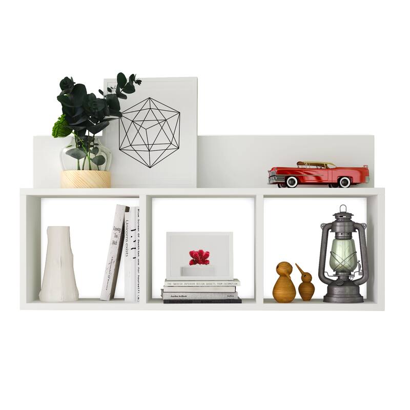 Triple Cubed Floating Cubbie Shelf - White