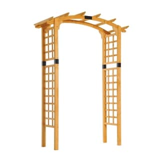 Outsunny 7.5' Fir Wood Round Outdoor Garden Arbor Arch Trellis - On ...