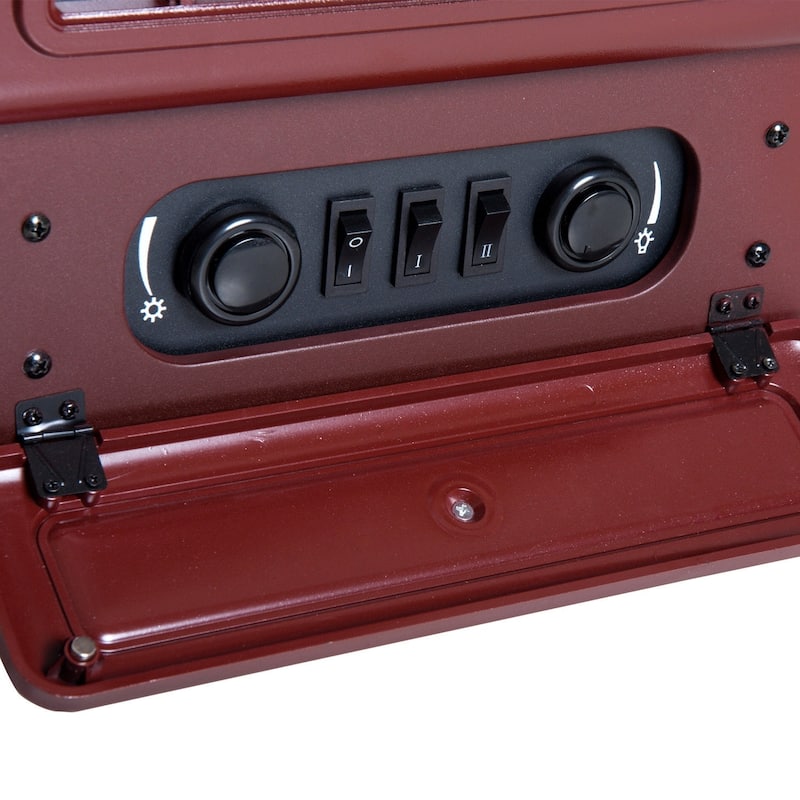 HOMCOM Freestanding Electric Fireplace Heater with Realistic LED Log Flames and Automatic Timer, 750/1500W, Red