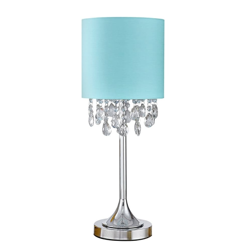 FLORENCE 22"H Crystal Pendants Table Lamp, Turquoise