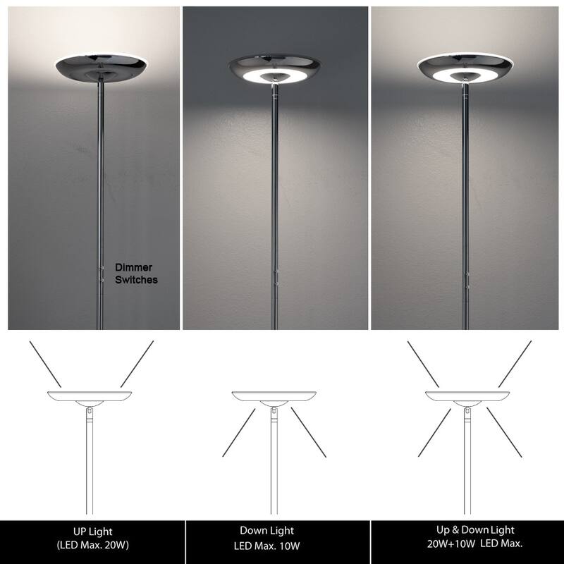 UFO 30W High Bright Up and Down Dimmable LED Torchiere Floor Lamp