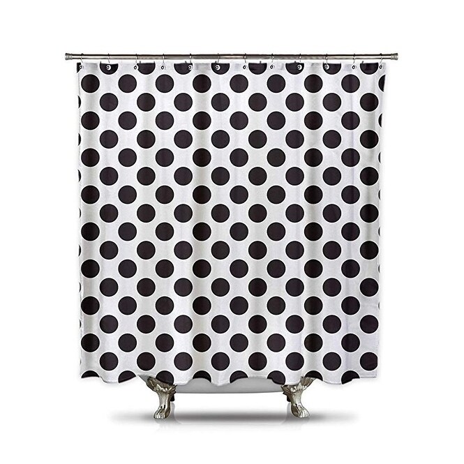Shop Black And White Polka Dot Shower Curtain Free Shipping On