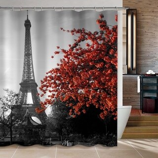 Shop Grey Paris Eiffel Tower Custom Bathroom Shower Curtain On