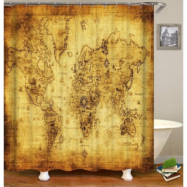 Shop Old World Map Shower Curtain Set 72" x 72" - Free ...