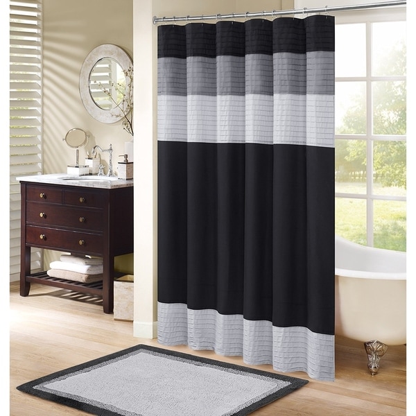 Shop Windsor Shower Curtain Black Elegant Microfiber ...