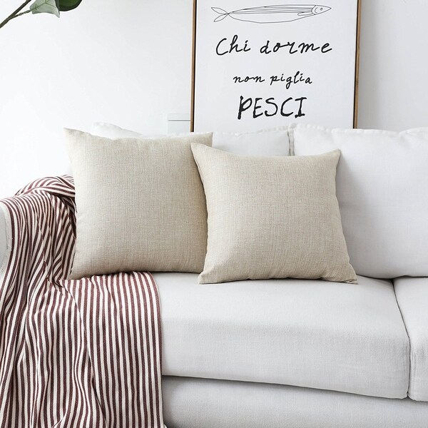 2 Pack Burlap Decorative Pillow Covers