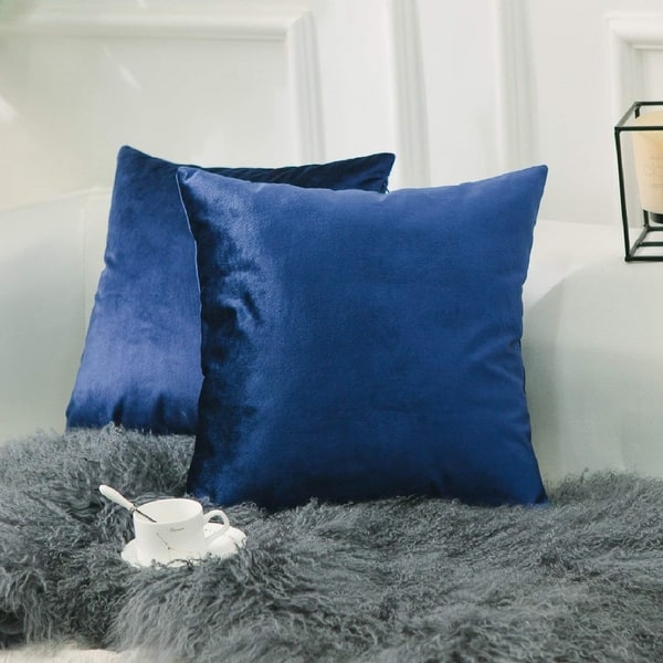 Deluxe Velvet Decorative Pillowcases Royal Blue Bed Bath