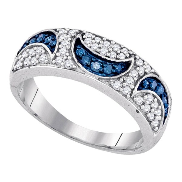 Shop 10kt White Gold Womens Round Blue Color Enhanced ...