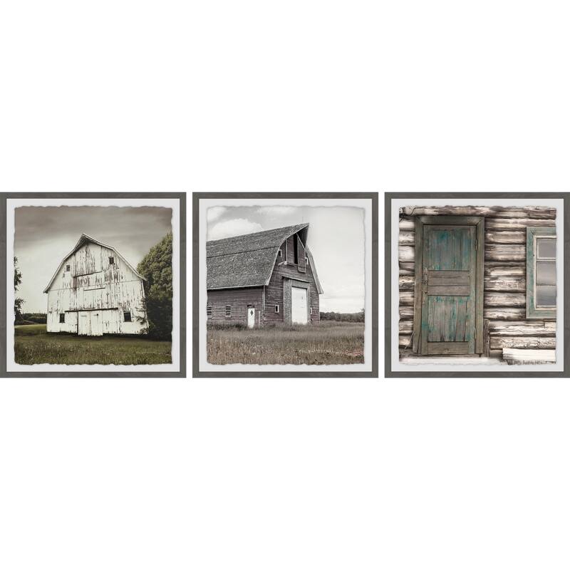 Marmont Hill - Handmade Barn Houses III Triptych - Multi-Color