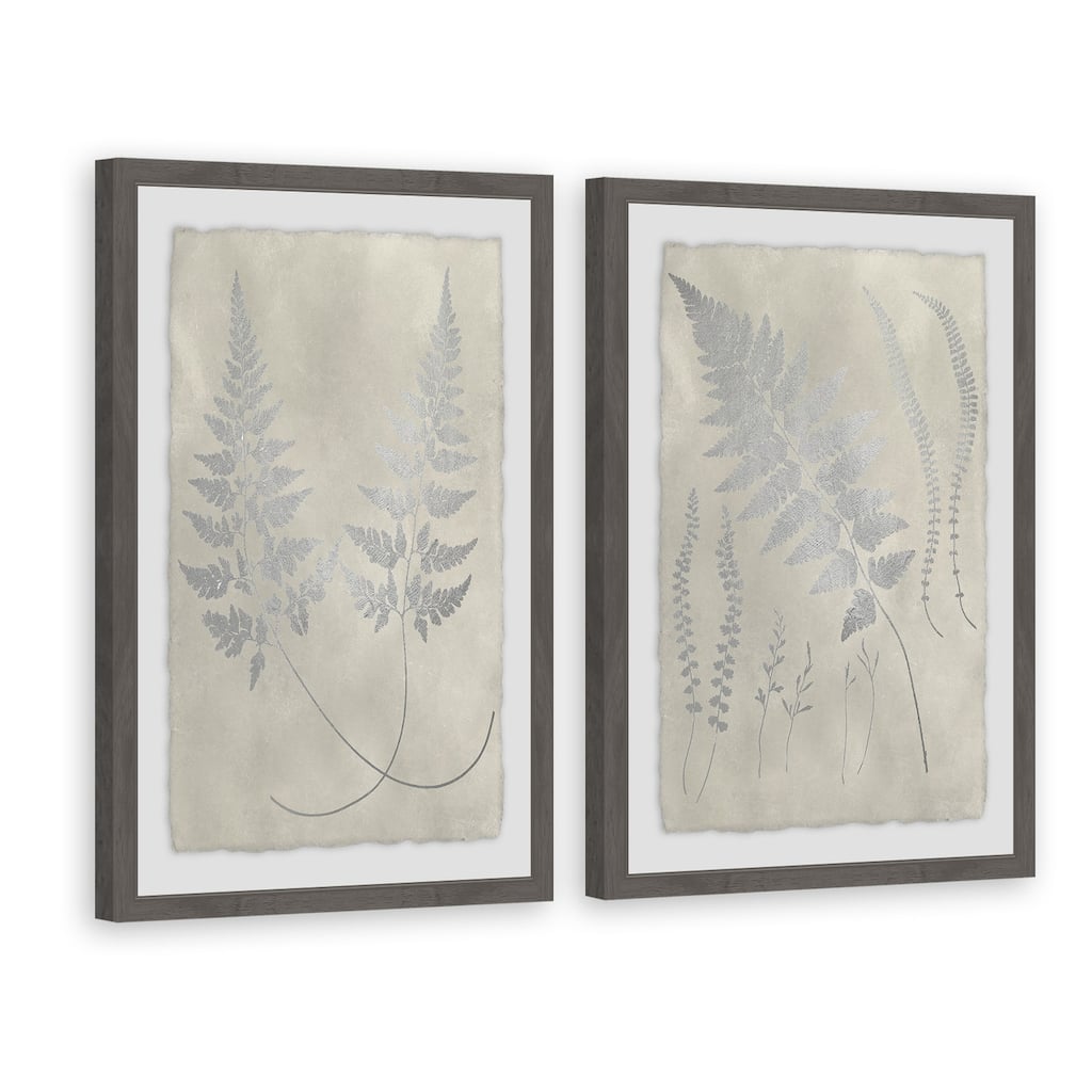 Marmont Hill - Handmade Vintage Fern Study IV Diptych - Multi-Color