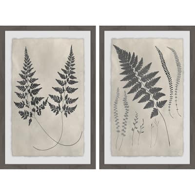 Marmont Hill - Handmade Vintage Fern Study Diptych - Multi-Color