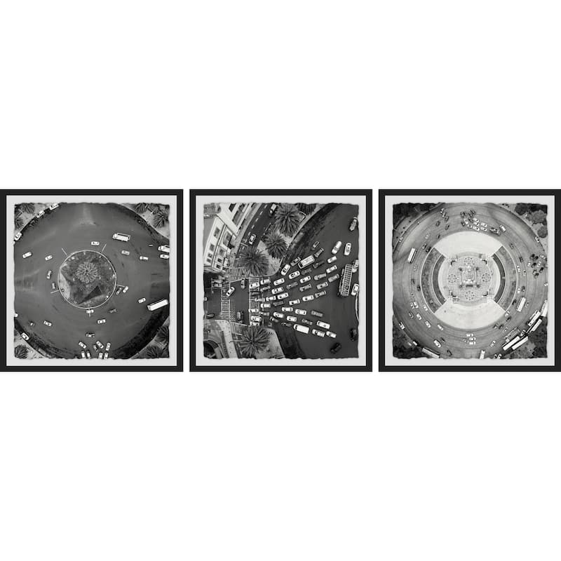 Marmont Hill - Handmade Traffic Circle Triptych - Multi-Color