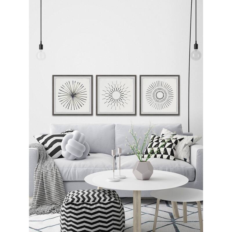 Marmont Hill - Handmade Circle Lines II Triptych - Multi-Color