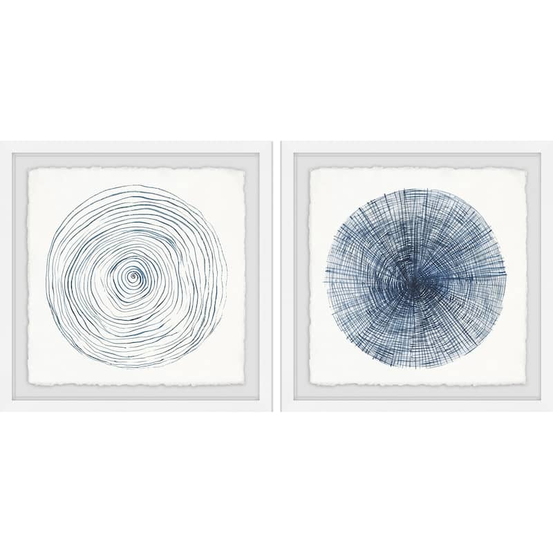 Marmont Hill - Handmade Circle Lines Diptych - Multi-Color