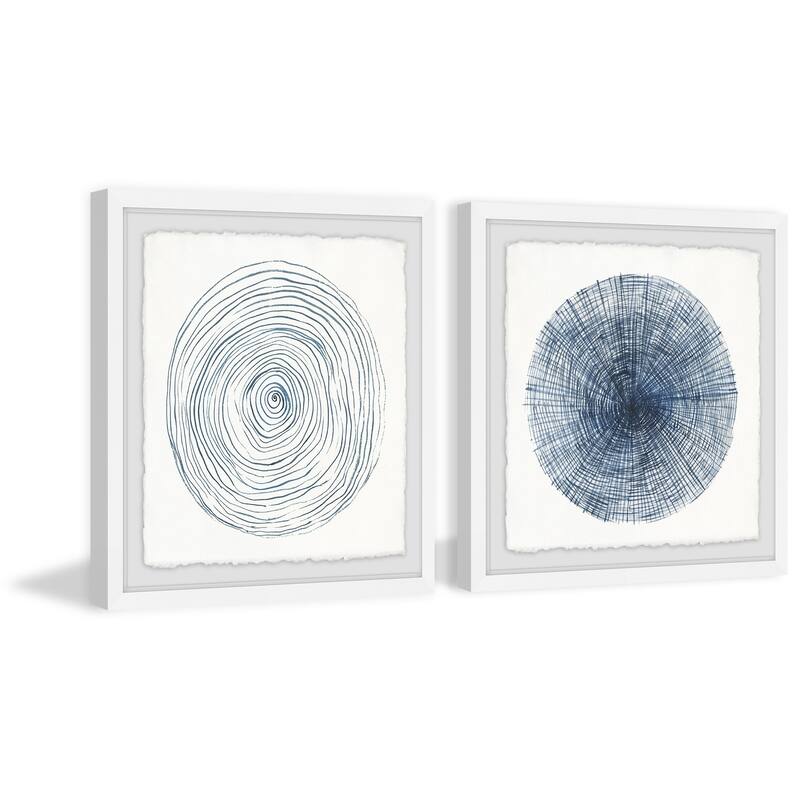Marmont Hill - Handmade Circle Lines Diptych - Multi-Color