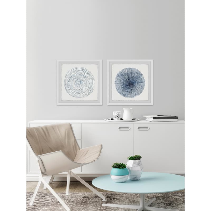 Marmont Hill - Handmade Circle Lines Diptych - Multi-Color