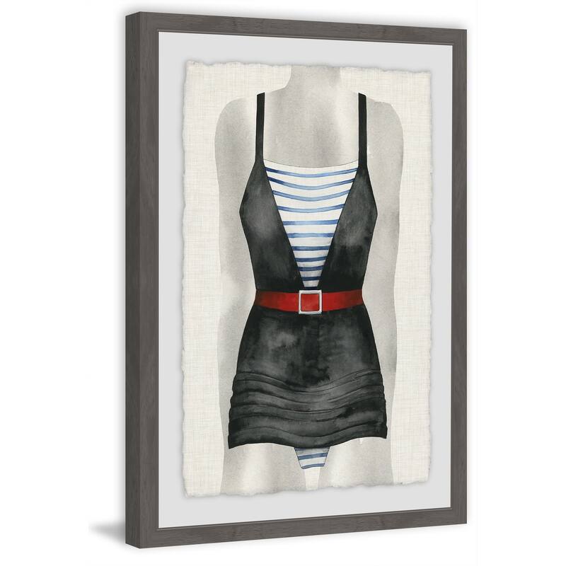 Vintage Bathing Suit V' Framed Painting Print - Multi-Color