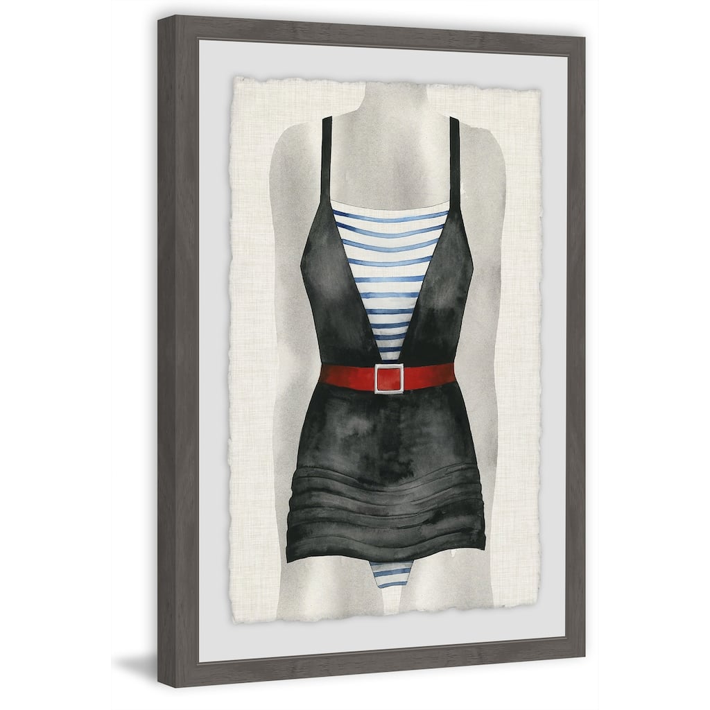 Vintage Bathing Suit V' Framed Painting Print - Multi-Color