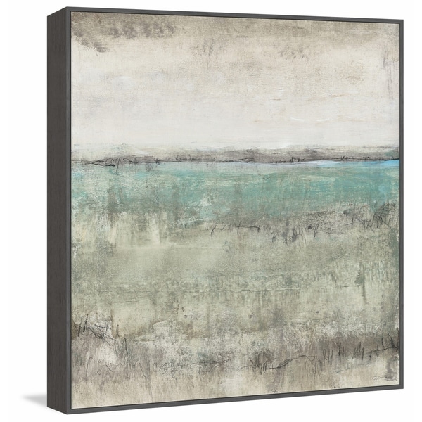 Marmont Hill - Handmade Aqua Horizon I Floater Framed Print on Canvas