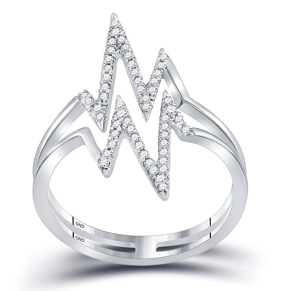 Details about 10kt White Gold Womens Round Diamond Double Heartbeat Ring 1/5 Cttw Details about 10kt White Gold Womens Round Diamond Double Heartbeat Ring 1/5 Cttw