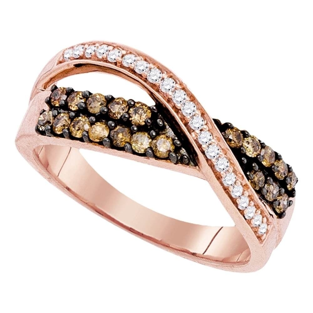 Brown Diamond Crossover Woven Band 1//5ct 10k White Gold