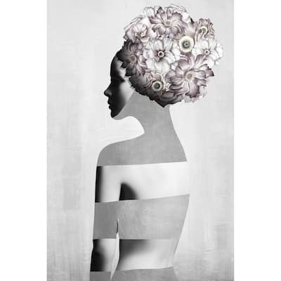 'Naked Gray Flower' Painting Print on Wrapped Canvas - Multi-Color
