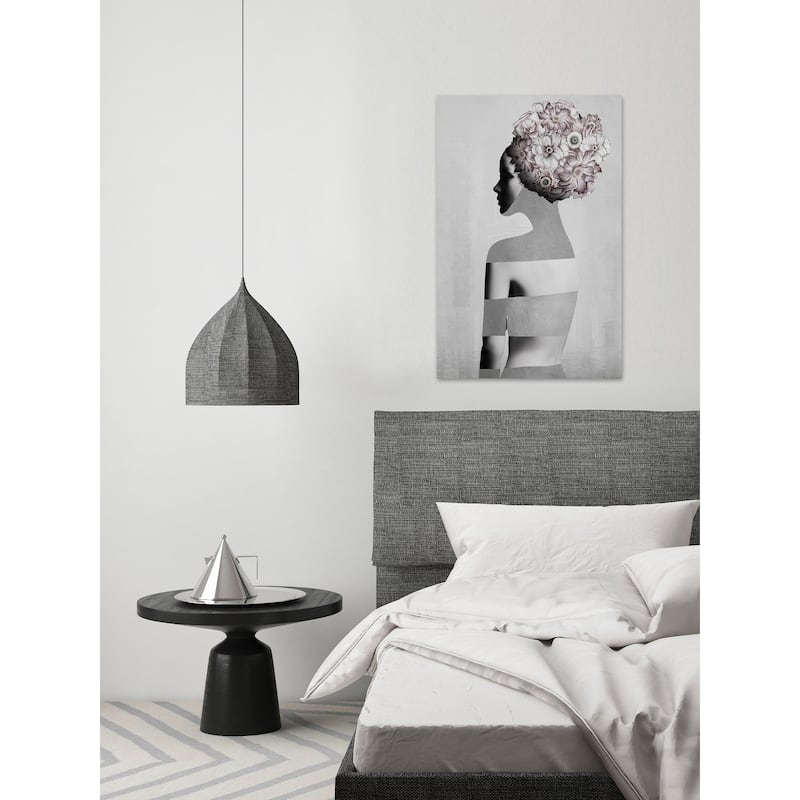 'Naked Gray Flower' Painting Print on Wrapped Canvas - Multi-Color