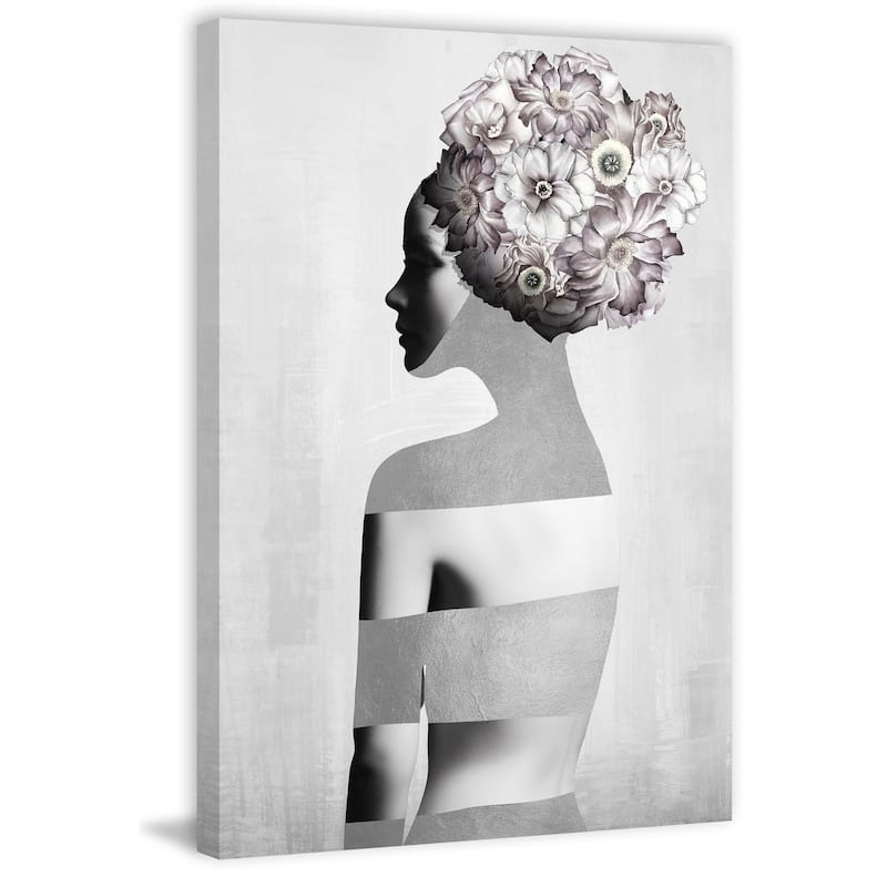 'Naked Gray Flower' Painting Print on Wrapped Canvas - Multi-Color
