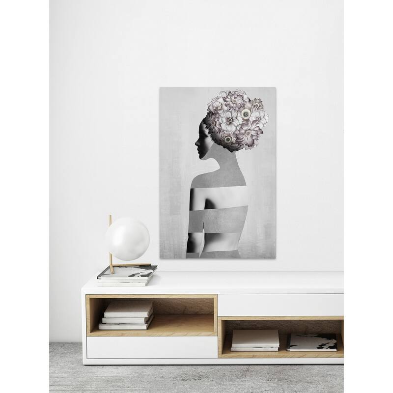 'Naked Gray Flower' Painting Print on Wrapped Canvas - Multi-Color