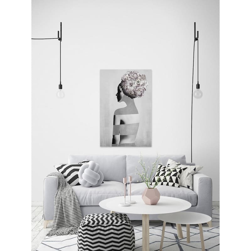 'Naked Gray Flower' Painting Print on Wrapped Canvas - Multi-Color